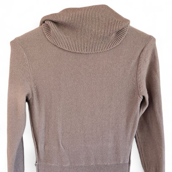 Anne Klein Brown Long Sleeve Sweater Dress Medium Cowl Neck Cotton & Angora - Picture 4 of 9